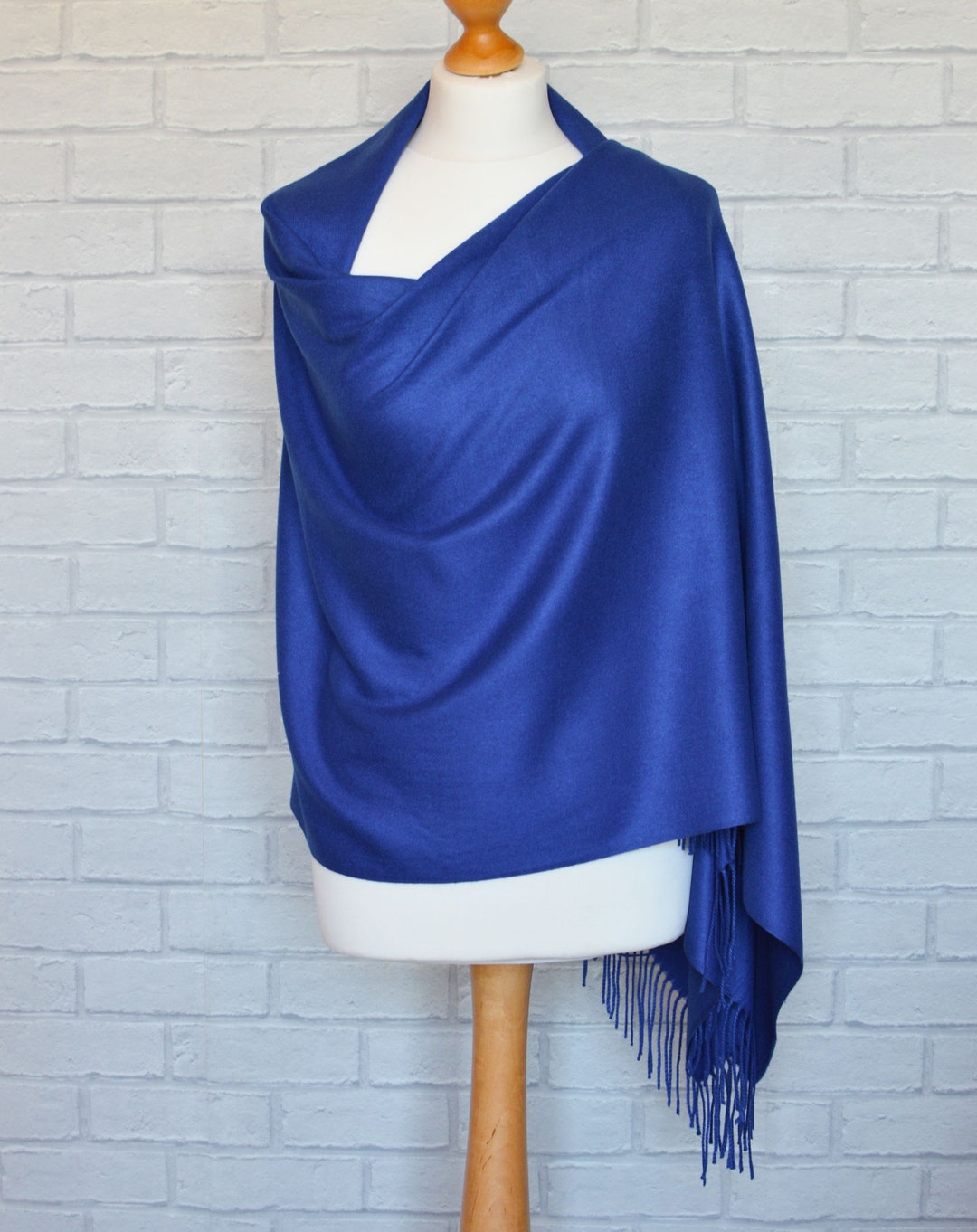 Royal Blue Pashmina | Drew Super Soft Large Special Occasion Wrap with Tassels main image 1
