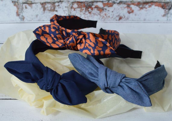 Bow Headband: Leopard Print, Denim, Navy Blue (BUY 1, GET 1 Free)