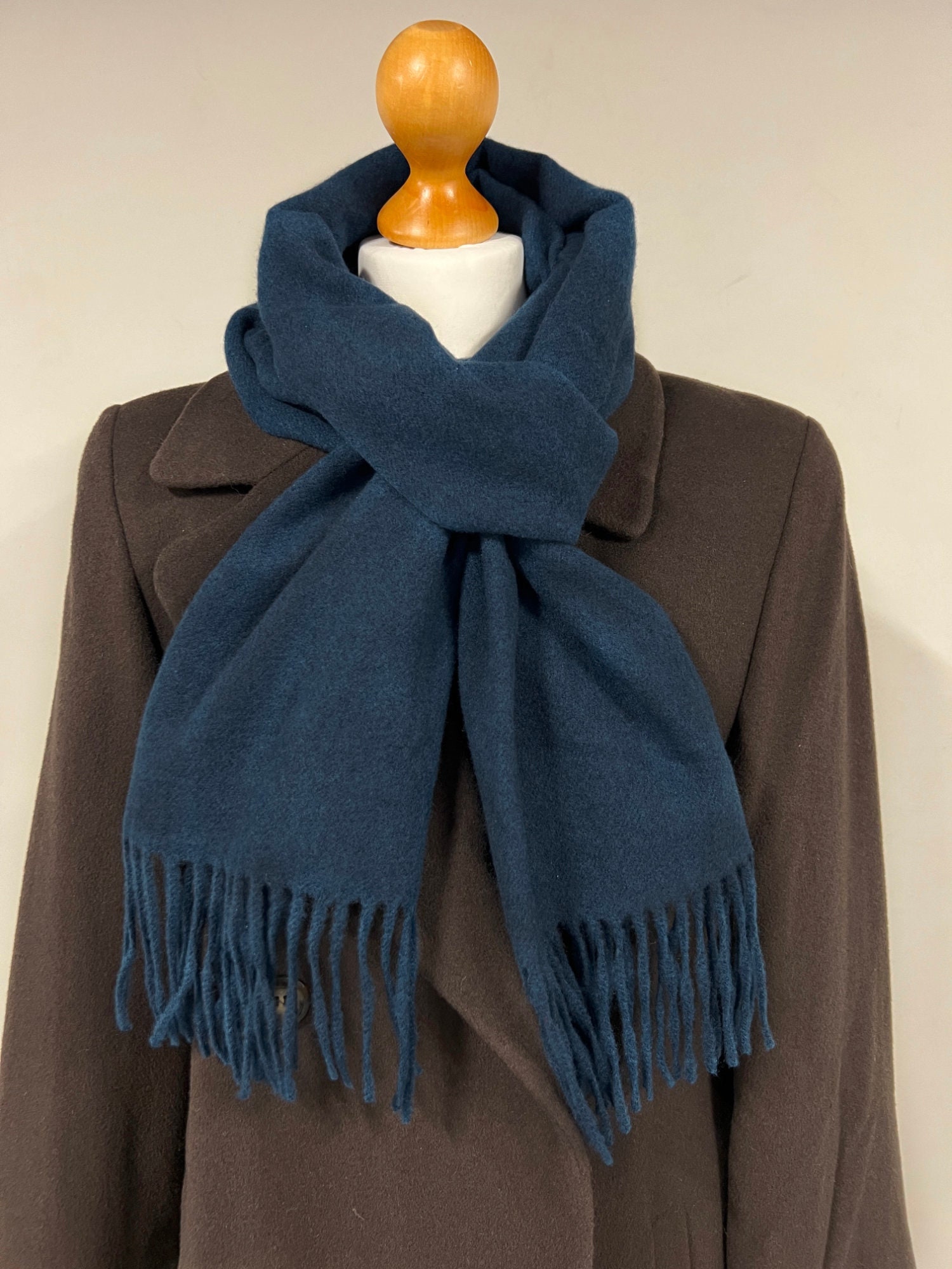Plain Dark Blue Navy Scarf With Tassels Soft Warm Cosy Plain Dark Blue Navy Scarf With Tassels Soft Warm Cosy