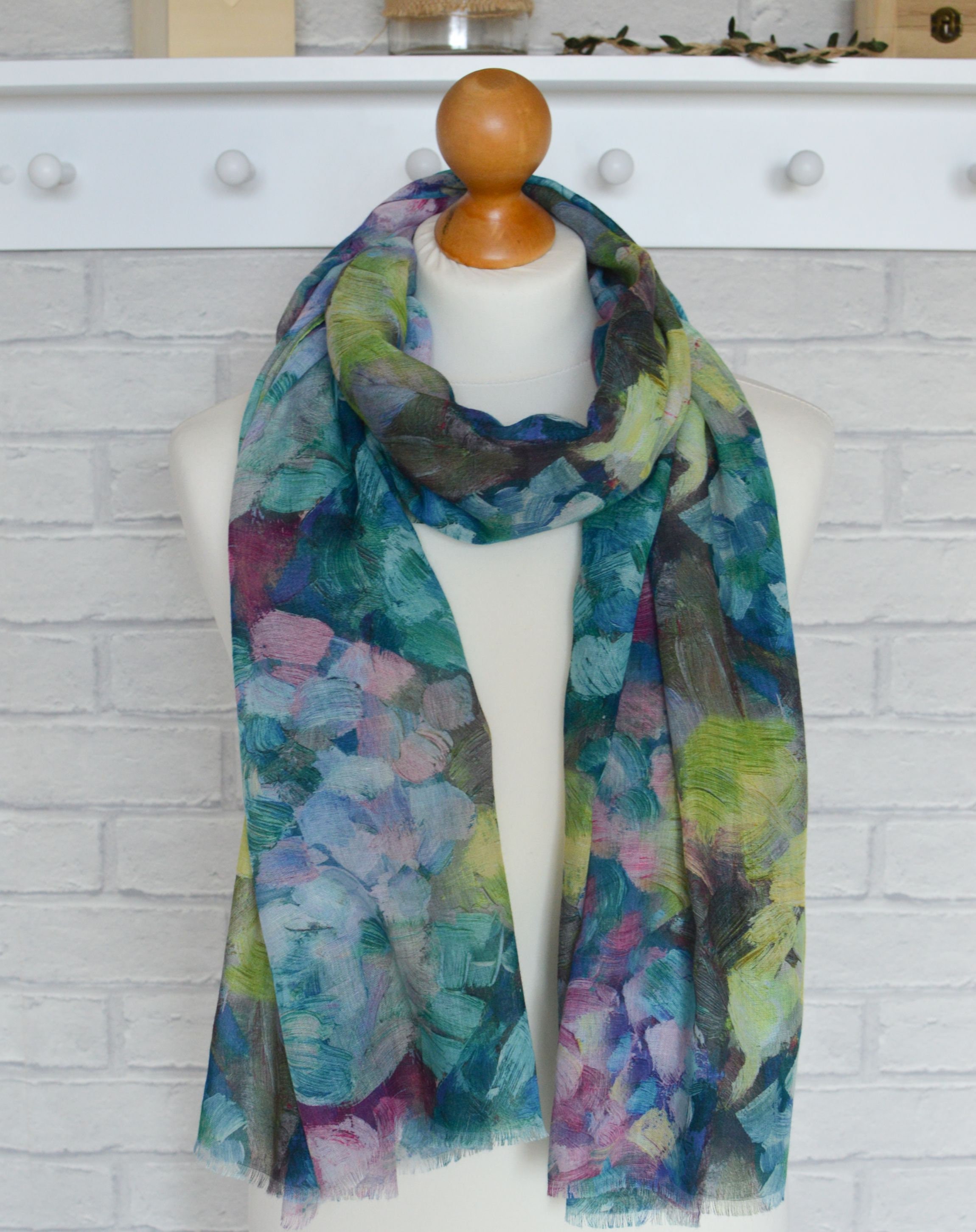 Abstract Brushstroke Premium Scarf - GOLD NAVY (Pack of 6) main image 1