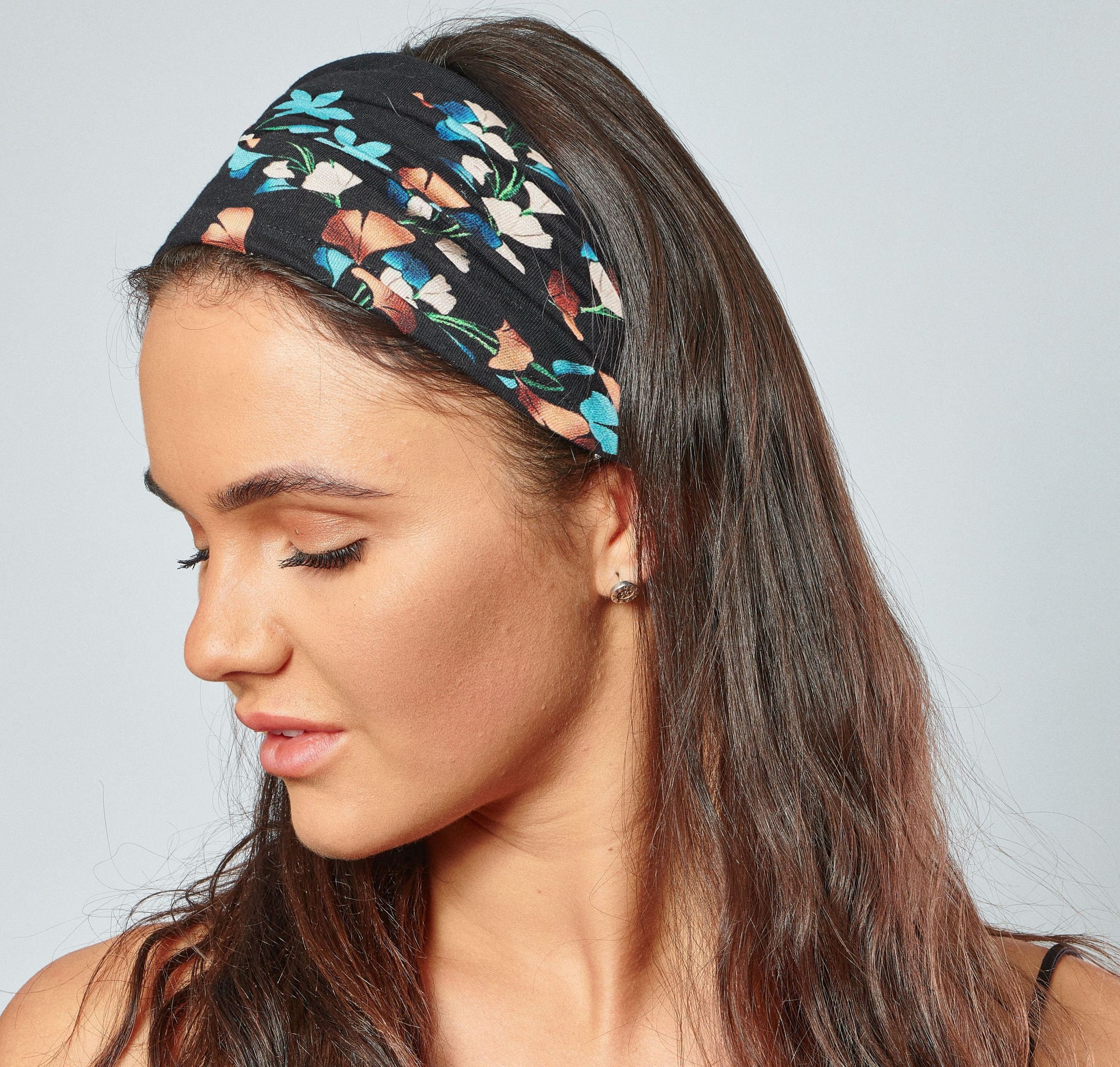 Headbands for Women Japanese Blossom Print Wide Stretchy