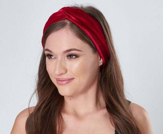 ベルベットツイストノットヘッドバンド レッドマゼンタベロア