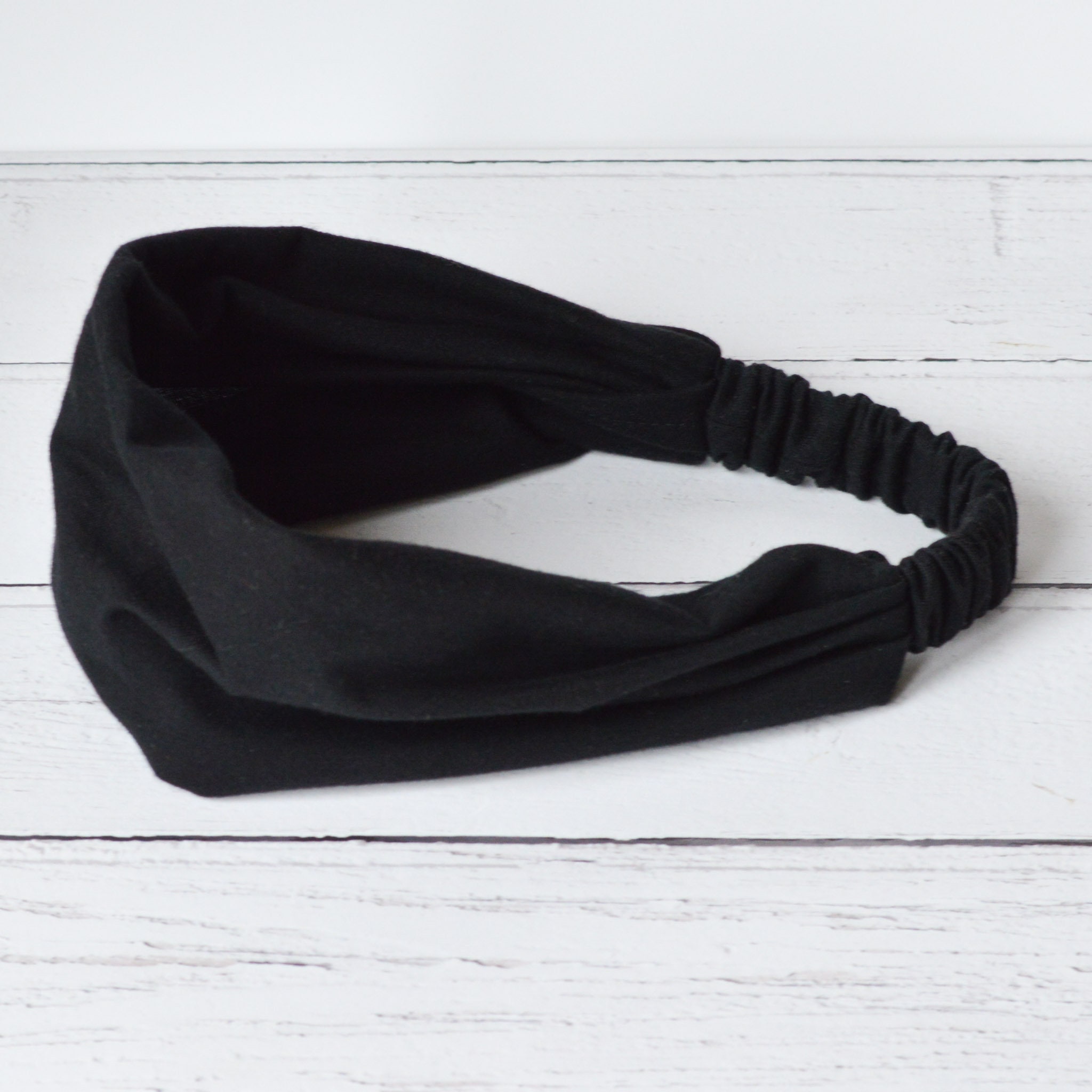 Headband for Women Black Wide Comfortable Non Slip Cotton Jersey