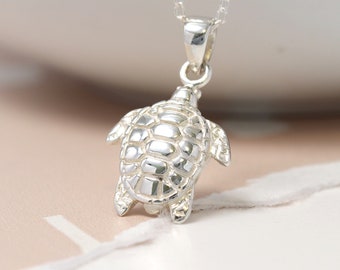 Turtle Necklace Small Dainty Sterling Silver Sea Turtle Pendant