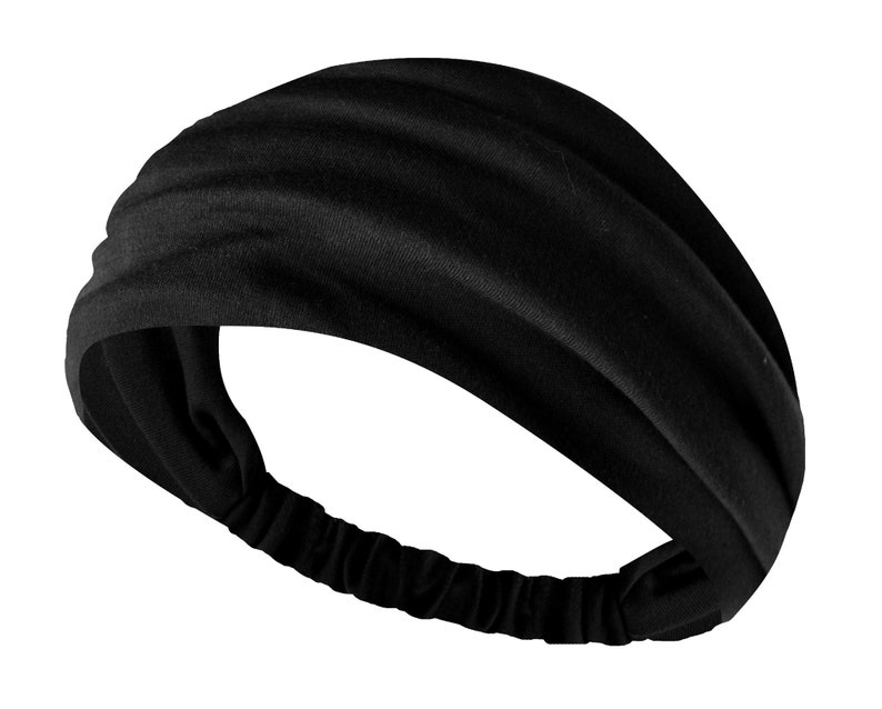 Headband for Women Black Wide Comfortable Non Slip Cotton Jersey image 8