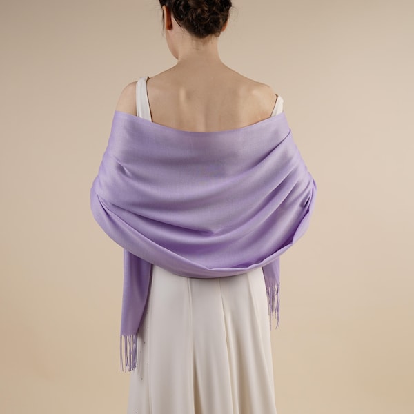 Avril Lilas Pashmina Doux Léger Grande Occasion Spéciale Wrap avec Glands