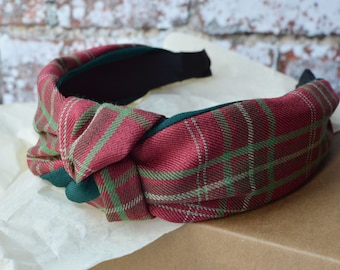 Tartan Plaid Twisted Knot Haarband - Rot Grüner Haarreif (KAUFEN 1, ERHALTEN 1 gratis)