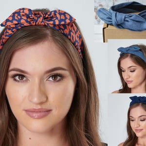 Mustard Floral Bow Headband, Vintage Style, Detachable Bow image 4