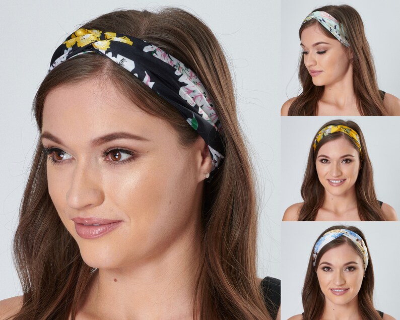 Womens Headbands Twisted Knot Silky Cherry Blossom Floral Hair Etsy