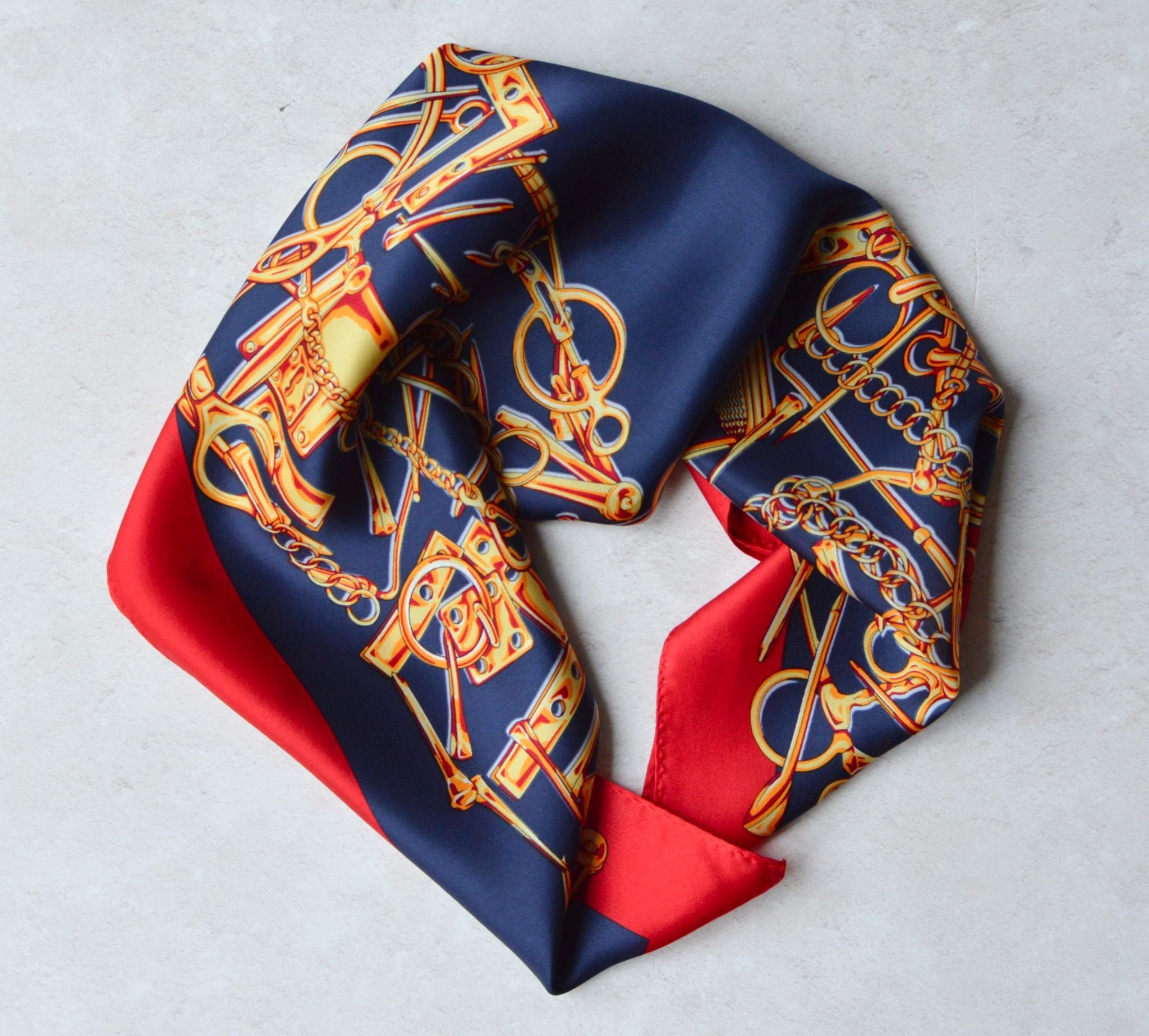 Equestrian Scarf Pure Silk Charmeuse Square Neck Scarf Dark Etsy