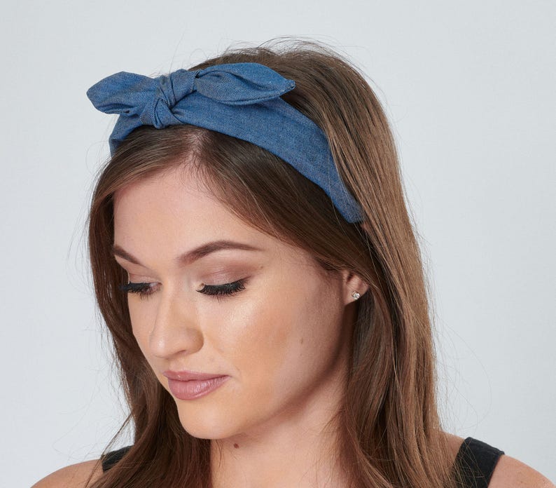 Mustard Floral Bow Headband, Vintage Style, Detachable Bow image 6