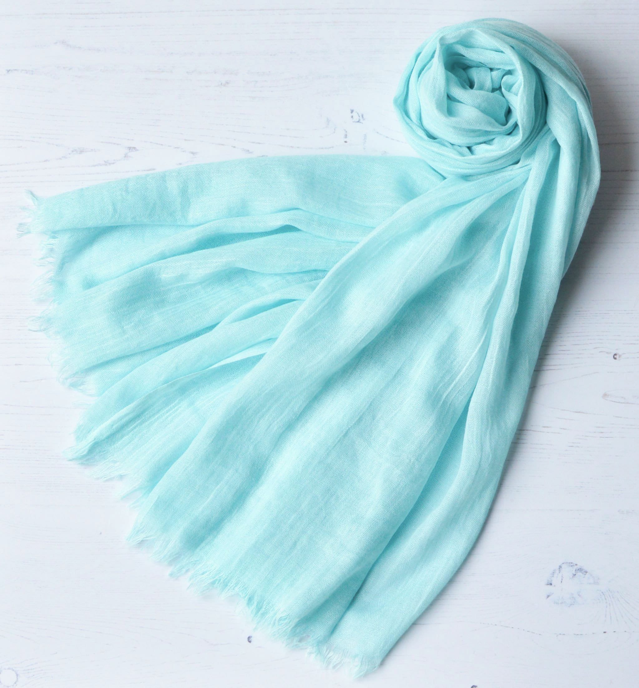 〓YARNZ〓 LINEN×RAYON SURF GIRL STOLE/BLUE Linen Scarf , Linen Sheer Scarf , Italian Linen Soft Scarf