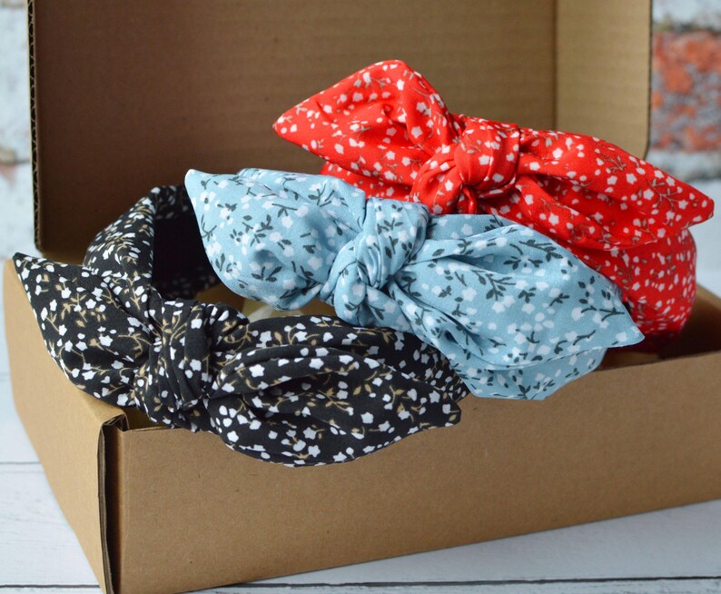Mustard Floral Bow Headband, Vintage Style, Detachable Bow image 5