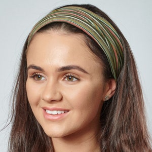 Headband Green Striped Nepalese Bandana Fair Trade Stirnband Boho Headwrap image 2