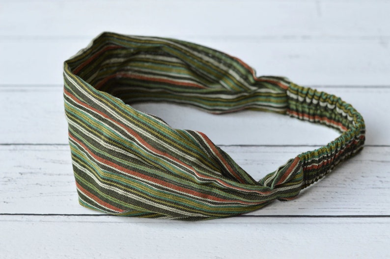Headband Green Striped Nepalese Bandana Fair Trade Stirnband Boho Headwrap image 3