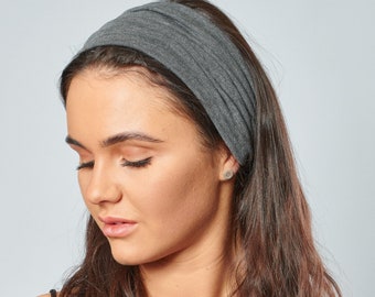 Grey Headband Cotton Jersey Bandana Non Slip Comfortable Unisex