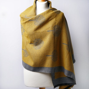 Pashmina Mustard Grey Wrap Large Soft Mulberry Tree