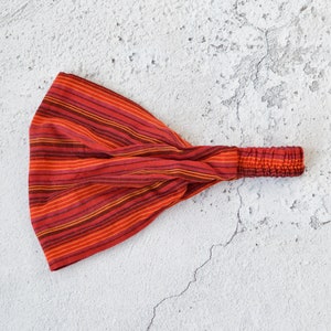 Nepalese Bandana Red Stripe Cotton Headband image 5