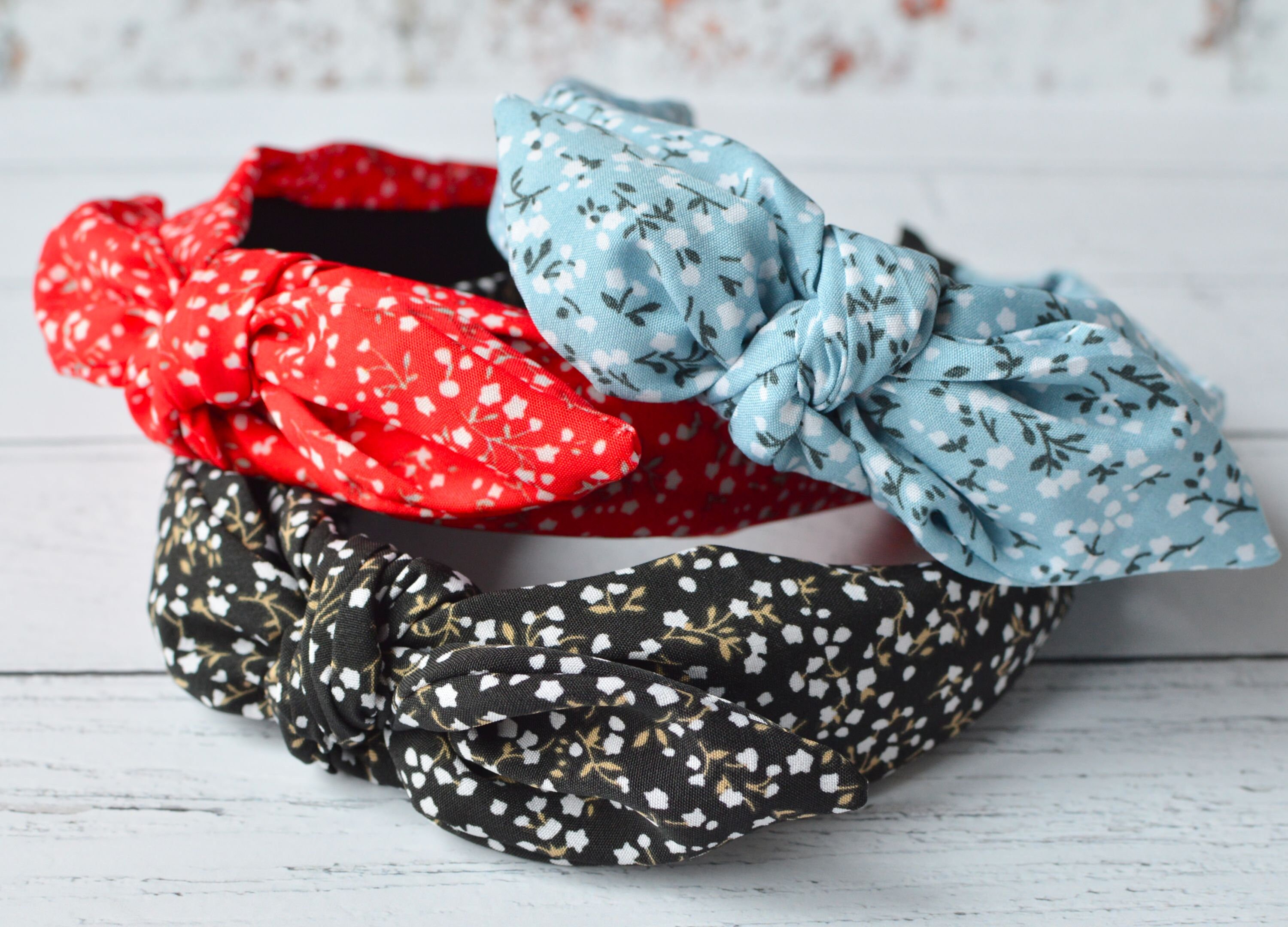 Bow Headband Women Top Knot Ditsy Floral Rigid Hair Band With Etsy