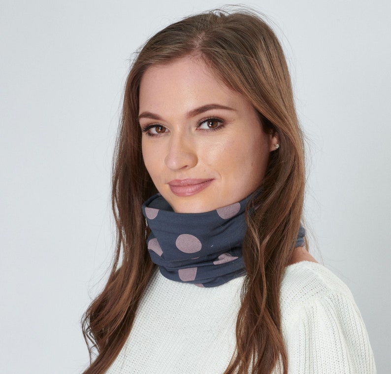 Snood Large Spot Neckwarmer Dark Grey Stretchy Jersey Infinity Etsy UK