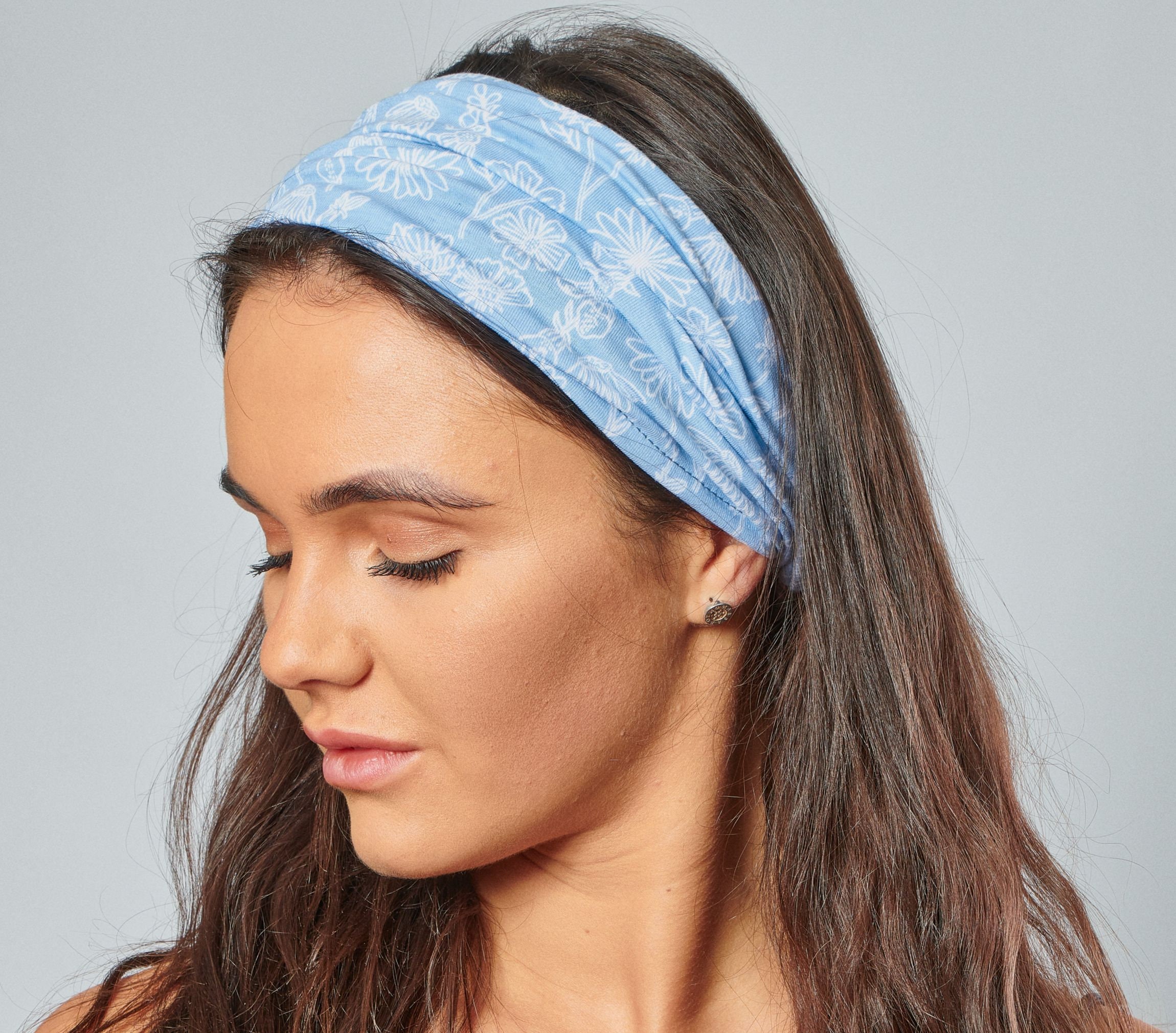 Organic Cotton Headband Zara Floral Jersey Elasticated Back Bandana by ...