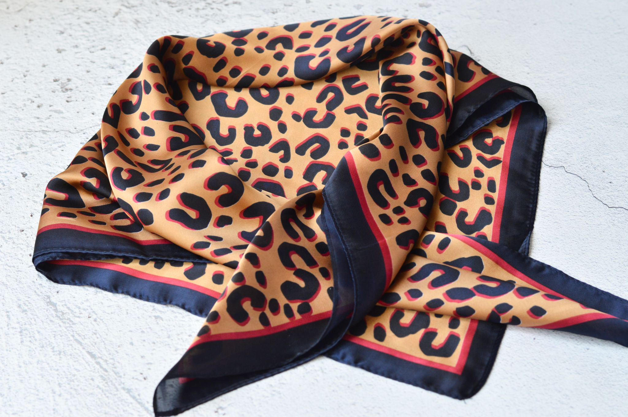 Leopard Print Silky Square Scarf Silk Blend On-trend Neck Tie Head ...