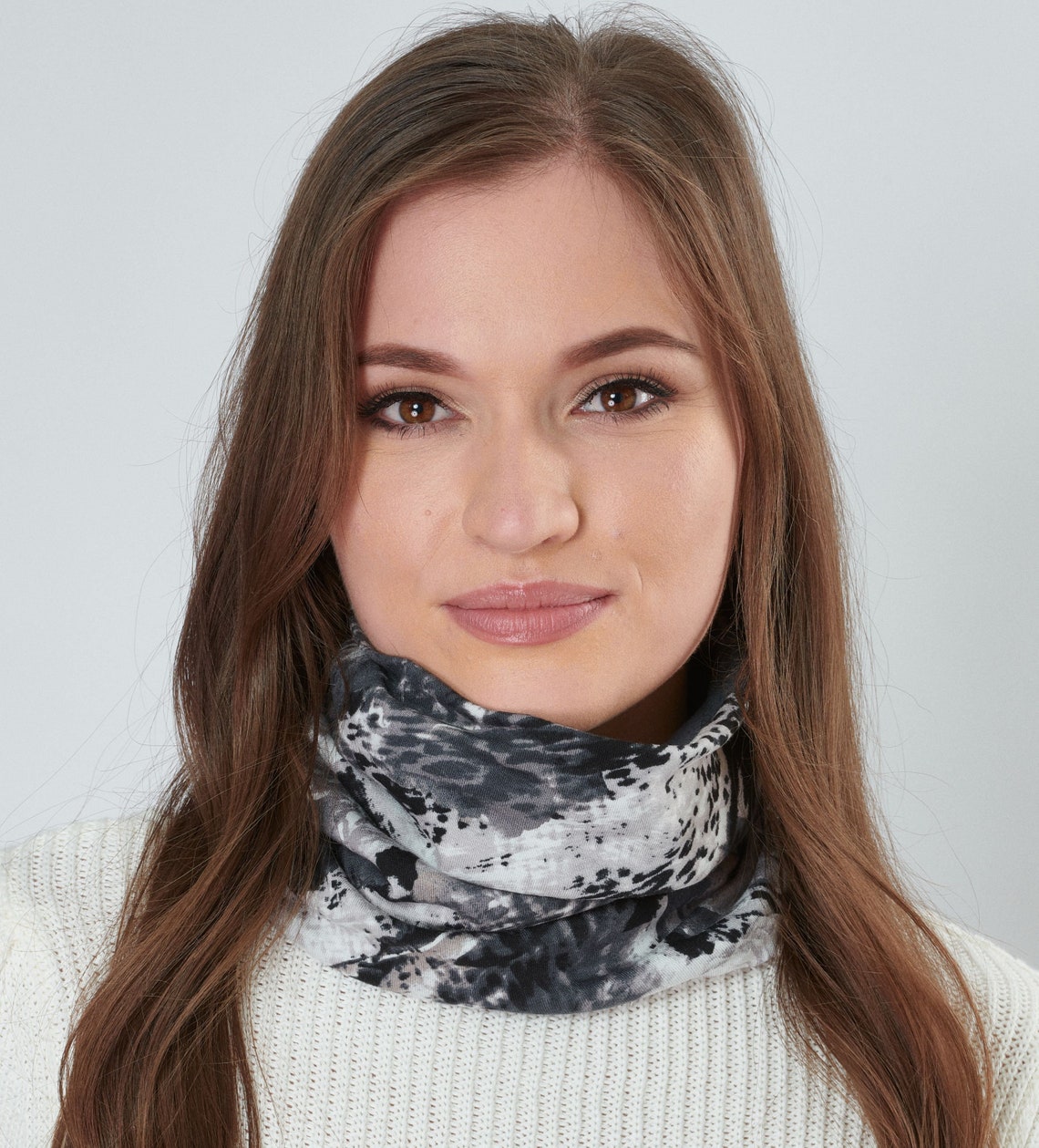 Animal Print Snood Grey Stretchy Jersey Neckwarmer Oekotex Etsy UK