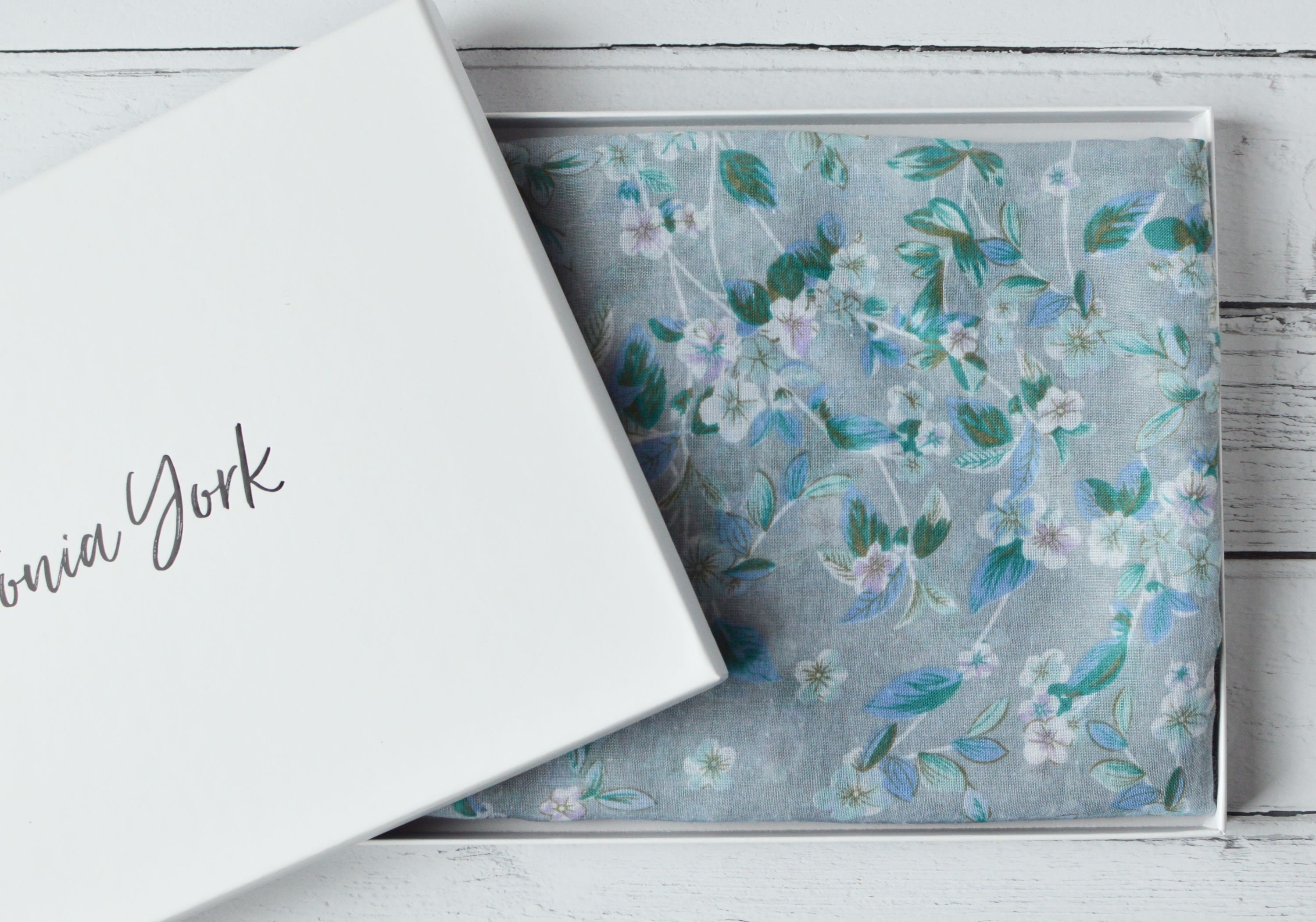 Scarf in Gift Box Grey Floral Scarf Large Light Weight Wrap