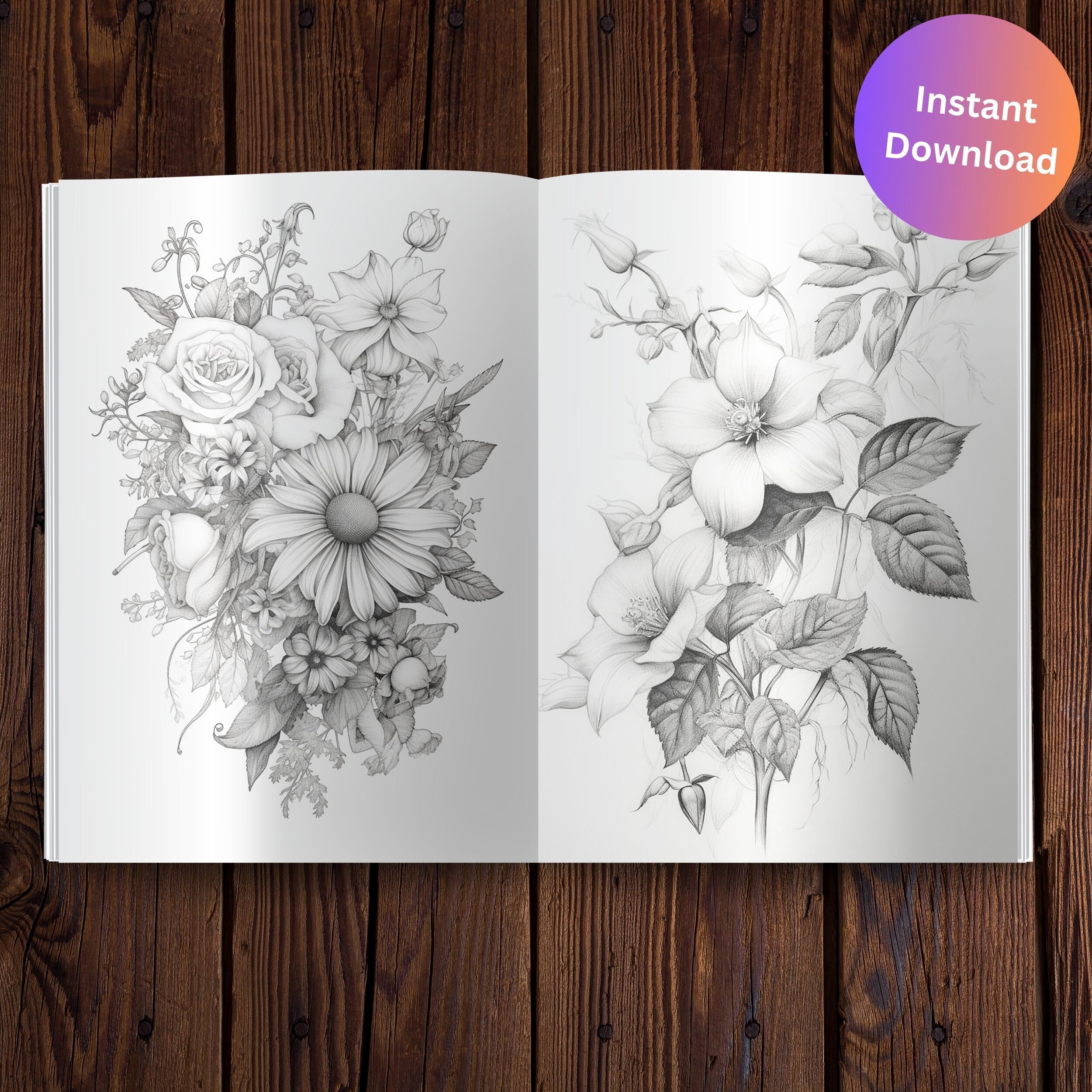 Flowers Coloring Pages for Adult Coloring Book Flowers Floral Grown up