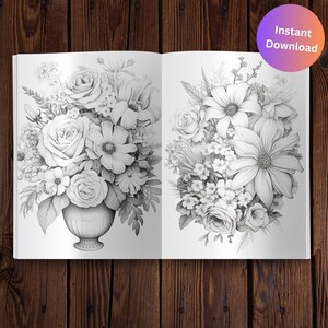 Flowers Coloring Pages for Adult Coloring Book Flowers Floral Grown up ...