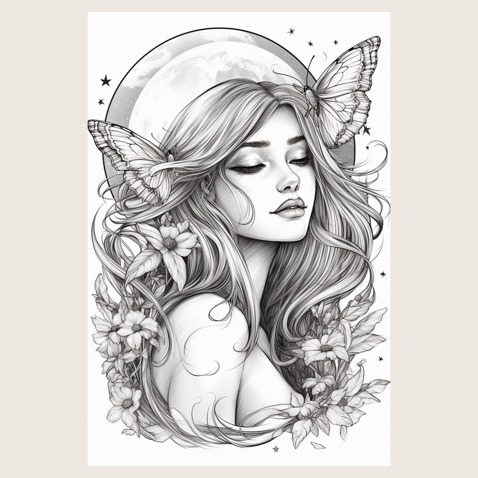 Grayscale Coloring Pages for Adults and Kids, Digital and Instant