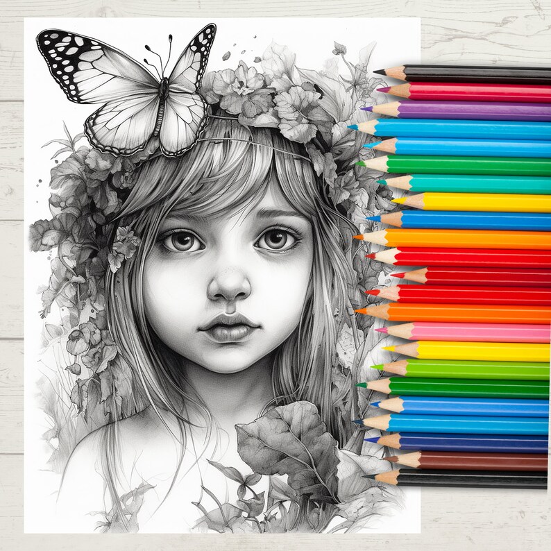 Grayscale Coloring Pages for Adults and Kids, Digital and Instant ...