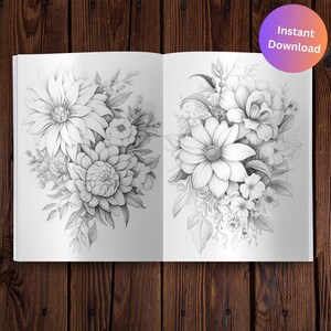 Flowers Coloring Pages for Adult Coloring Book Flowers Floral Grown up ...