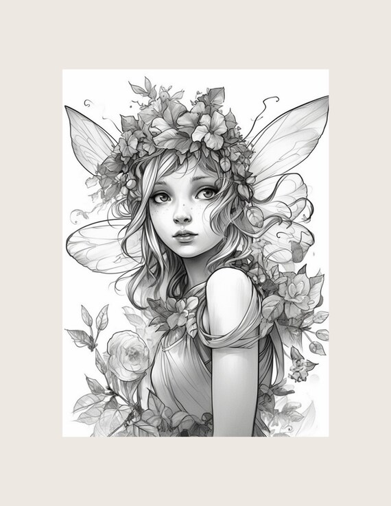 Realistic Fairy Adult Coloring Pages