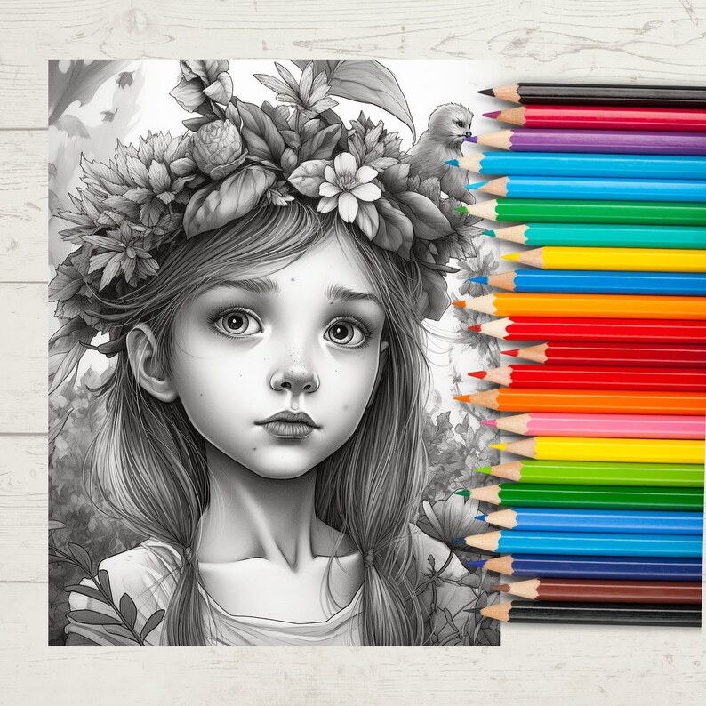 Grayscale Coloring Pages for Adults and Kids, Digital and Instant ...