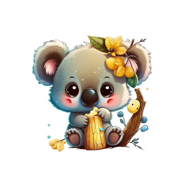 Cute, Happy Baby Koala, PNG instant download | Sublimation Graphics | Koala Clipart | Printable Wall Art | Nursery Decor | Scrapbooking