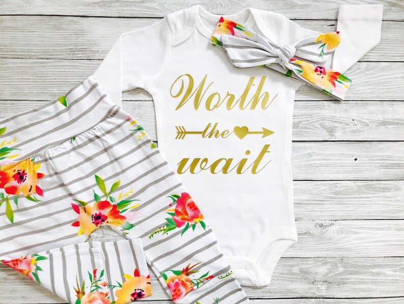 Newborn Outfit Newborn Girl Outfit Worth The Wait Newborn Outfit Newborn Girl Newborn Girl Coming Home Outfit Newborn Outfit Girl
