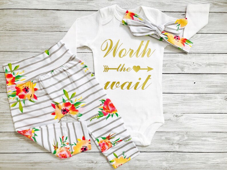 Newborn Outfit Newborn Girl Outfit Worth The Wait Newborn Outfit Newborn Girl Newborn Girl Coming Home Outfit Newborn Outfit Girl