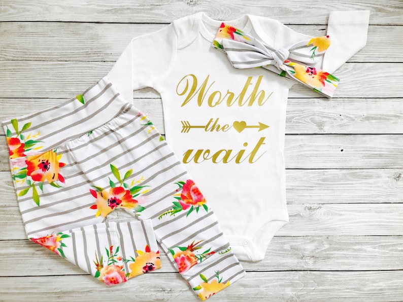 Newborn Outfit Newborn Girl Outfit Worth The Wait Newborn Outfit Newborn Girl Newborn Girl Coming Home Outfit Newborn Outfit Girl