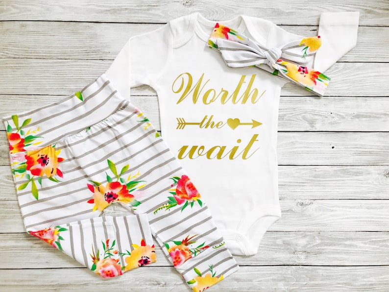 Newborn Outfit Newborn Girl Outfit Worth The Wait Newborn Outfit Newborn Girl Newborn Girl Coming Home Outfit Newborn Outfit Girl