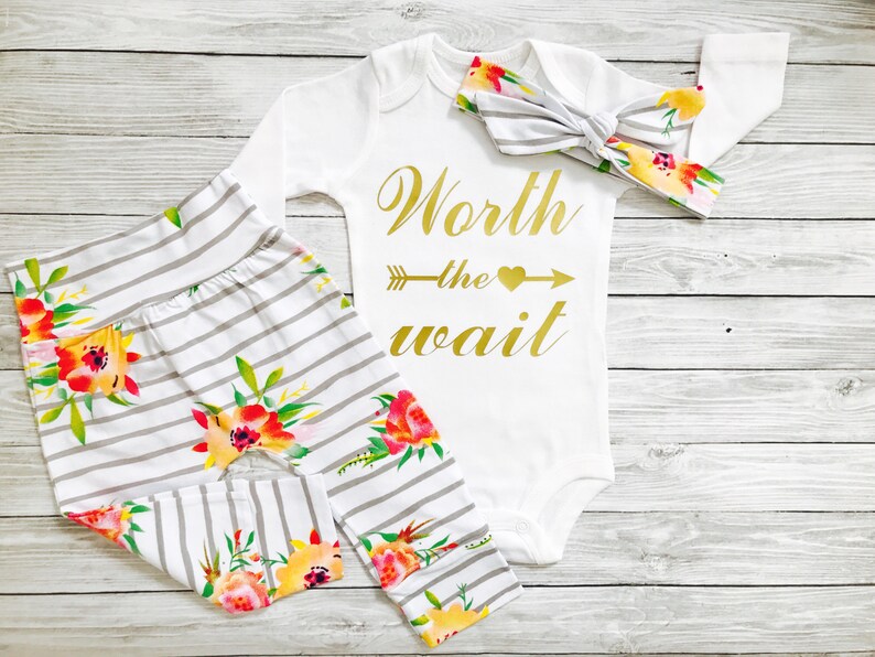 Newborn Outfit Newborn Girl Outfit Worth The Wait Newborn Outfit Newborn Girl Newborn Girl Coming Home Outfit Newborn Outfit Girl