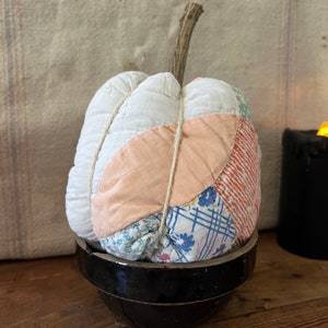 Vintage Quilt Pumpkin: Upcycled Fall Decor, Farmhouse Style