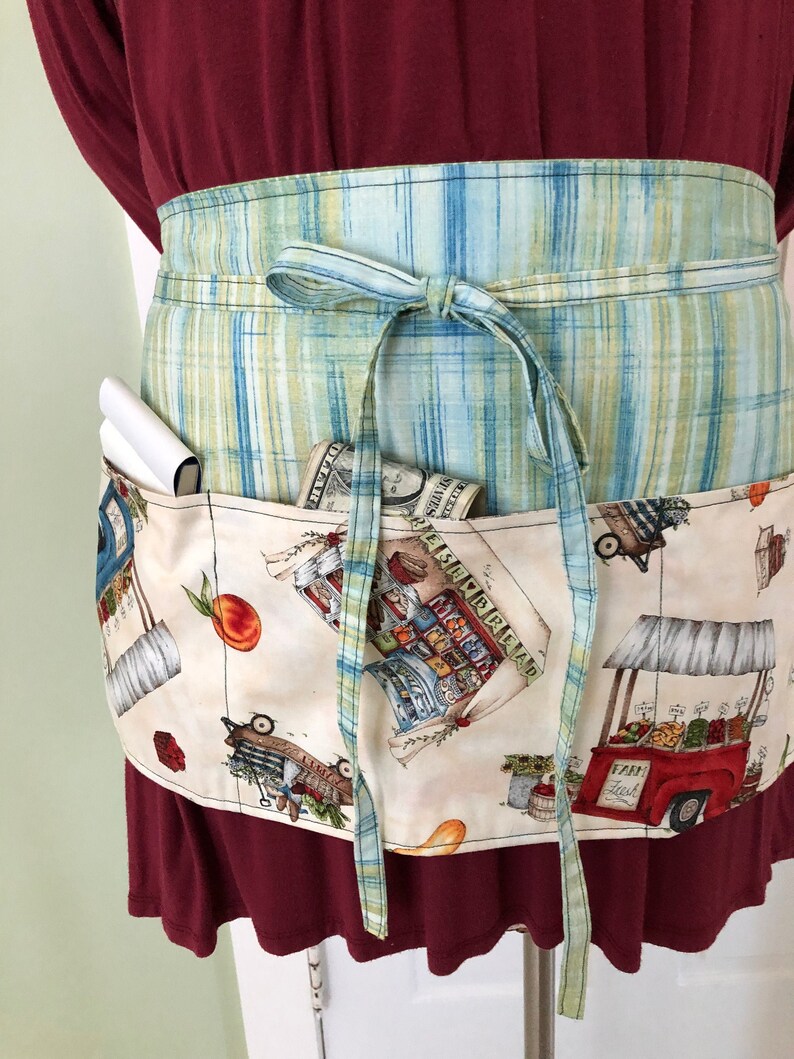 Utility Apron Market Apron Waitress Money Half Apron Farmers Market Apron with Pockets Vendor Apron Ready to Ship Teacher Apron