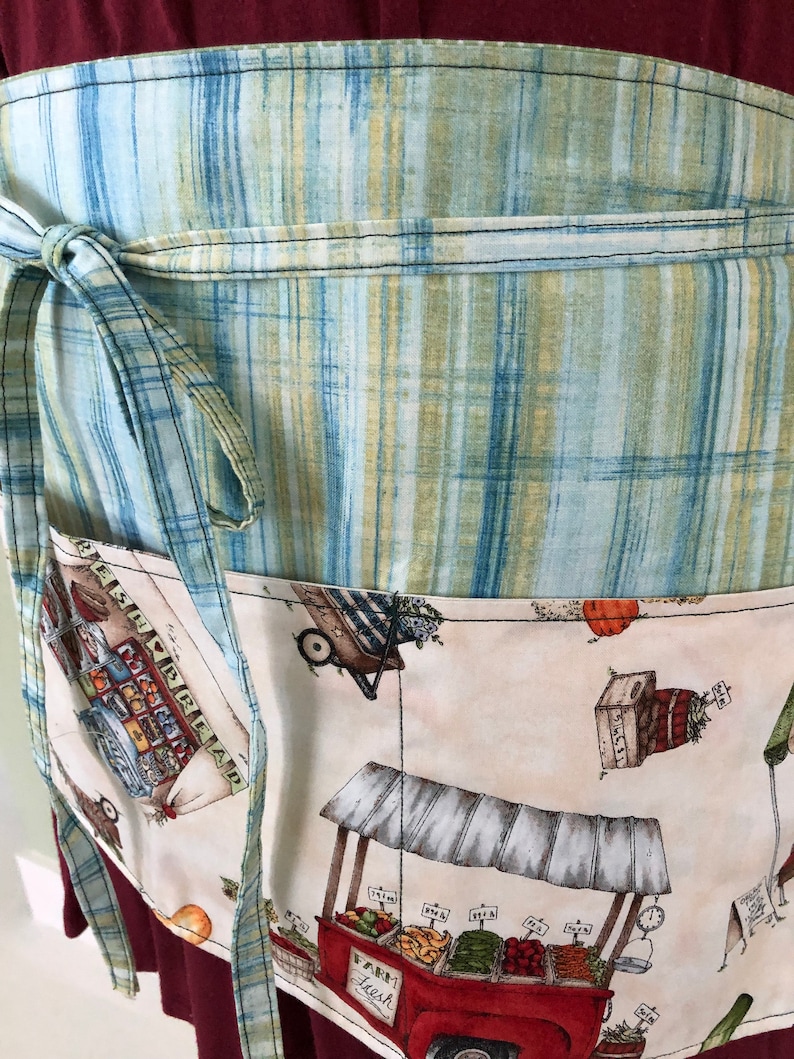 Utility Apron Market Apron Waitress Money Half Apron Farmers Market Apron with Pockets Vendor Apron Ready to Ship Teacher Apron