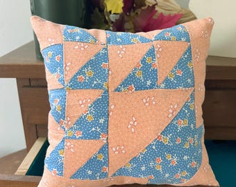 Vintage Quilt Pillow: Upcycled Granny Chic Fall Decor (8x8)