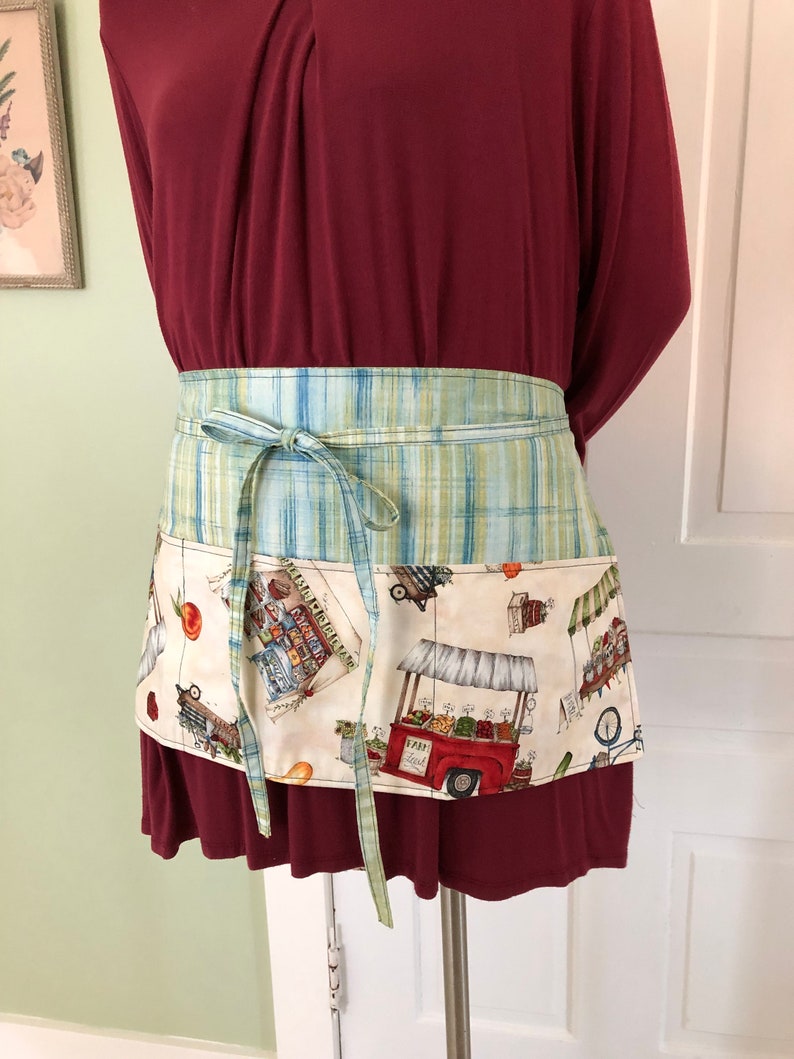 Utility Apron Market Apron Waitress Money Half Apron Farmers Market Apron with Pockets Vendor Apron Ready to Ship Teacher Apron