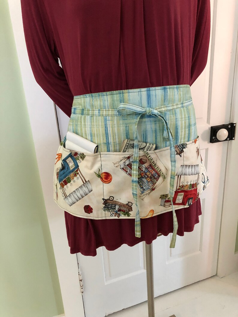 Utility Apron Market Apron Waitress Money Half Apron Farmers Market Apron with Pockets Vendor Apron Ready to Ship Teacher Apron