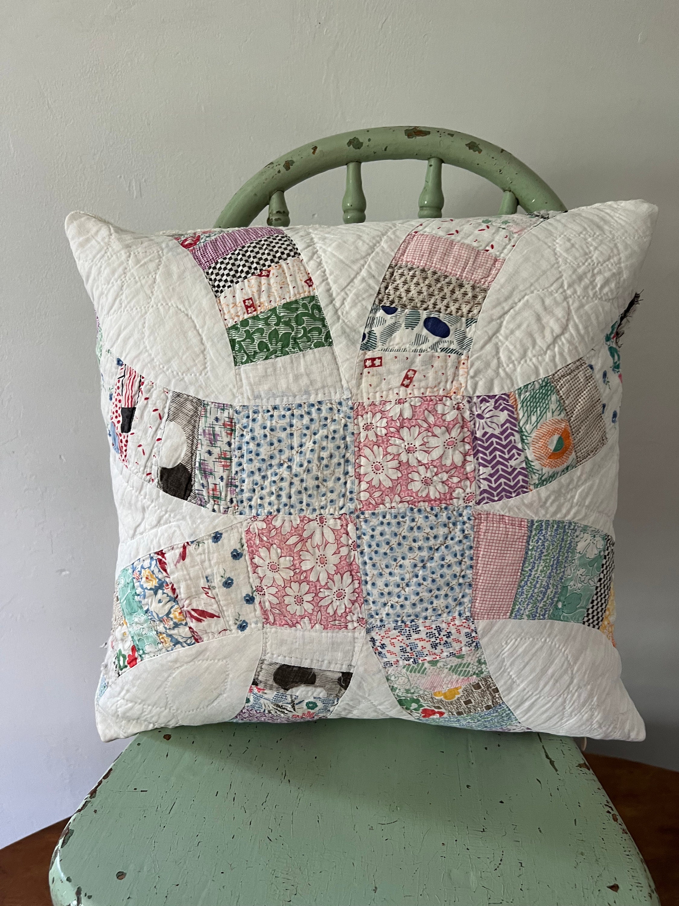 Upcycled Vintage Quilt 16x16 Pillow Cover Antique Quilt Etsy