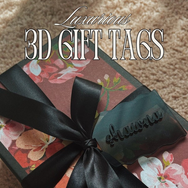 3D | Customizable Acrylic Gift Tag l Monochrom | Bridesmaid | Luxury Gift Bags | Birthday | Placecards | Party Favors | Personalized