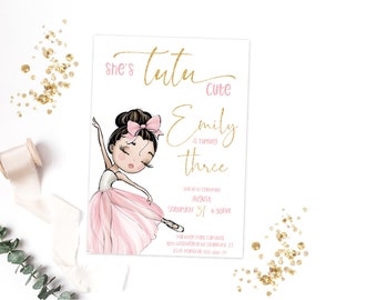 Invitation ballerine Invitation tutu Invitation d'anniversaire ballerine Invitation mignonne tutu danseuse de ballet premier anniversaire, invitation d'anniversaire fille